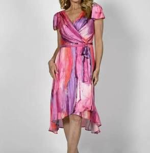NEW FRANK LYMAN hot pink woven dress 236489 in hot pink print